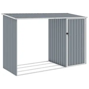 Peace Garden Firewood Shed 245x98x159 cm Galvanised Steel Grey