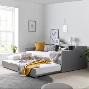 Tyler Grey Guest Bed And Trundle With Spring Mattresses