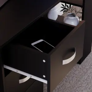 Vida Designs Mason Black Computer Desk With Shelves and 3 Drawers