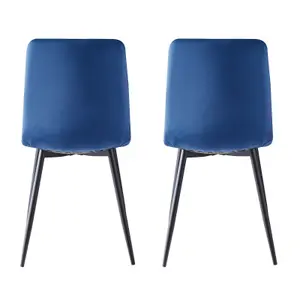 Dining Chairs Velvet Fabric Lexi Set of 2 Blue by MCC