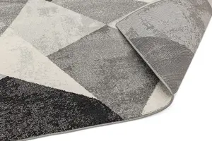 Grey Funky Modern Abstract Geometric Dining Room Bedroom & Living Room Rug-160cm X 230cm