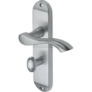 Heritage Door Handle for Bathroom Algarve Design (Set of 2) Satin Chrome