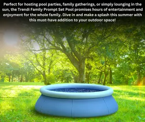 Trendi 10' ft Prompt Set Round Inflatable Family Swimming Paddling Pool Garden Outdoor Above Ground Round Air Top Ring Pools for