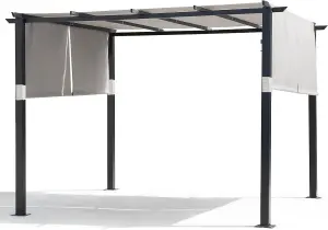 10' x 10' Flat Top Outdoor Pergola with Adjustable  Canopy for Patio Use-Grey