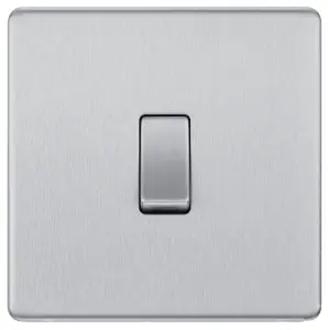 GoodHome Brushed Steel 20A 2 way 1 gang Light Screwless Switch