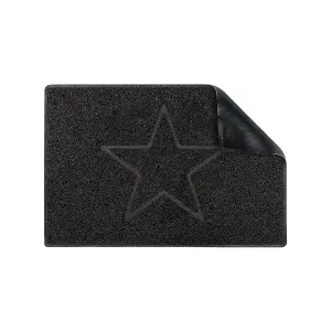 Star Large Embossed Doormat in Black