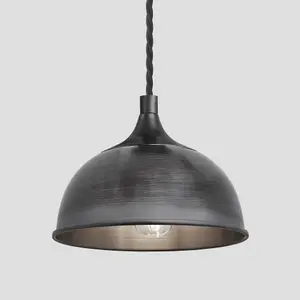 Industville Chelsea Dome Pendant, 8 Inch, Pewter, Pewter Holder