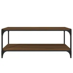 Berkfield TV Cabinet Brown Oak 100x33x41 cm Engineered Wood and Steel