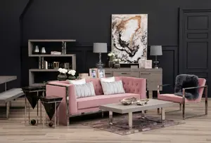 Interiors by Premier Vogue 3 Seat Pink Velvet Sofa