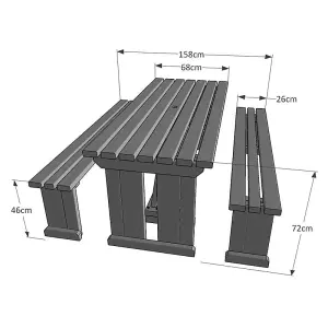 Tinwell 8ft Picnic Table and Bench Set - L244 x W158 x H72 cm - Light Green