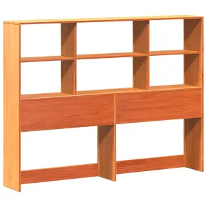 Berkfield Bookcase Bed without Mattress Wax Brown 150x200 cm King Size Solid Wood Pine