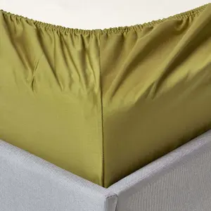 Homescapes Olive Green Egyptian Cotton Fitted Sheet 1000 Thread Count, Super King