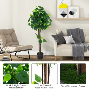 Costway Artificial Hydrangea Tree Fake Potted Silk Tree Faux Indoor Floor Plant