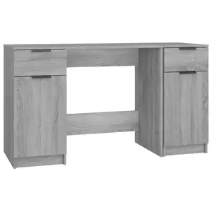 Berkfield Desk with Side Cabinet Grey Sonoma Engineered Wood