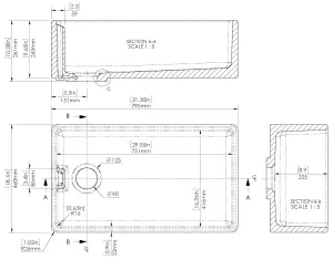 Single Bowl Belfast Kitchen Sink with Overflow, No Tap Hole