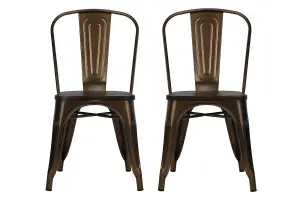 Fusion Dining Chair in Metal Antique Bronze, 2 pieces