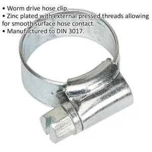 30 PACK Zinc Plated Hose Clip - 10mm to 16mm Diameter - External Pressed Threads