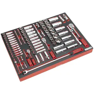 Comprehensive 91pc Square Drive Socket Set with Tool Tray for Professionals