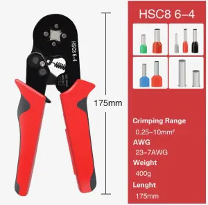 Ratchet square ferrule crimping pliers set 1201pcs 0.25-10mm², 30-5AWG