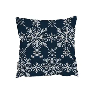 Knitted pattern of white snowflakes (cushion) / 60cm x 60cm