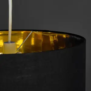 ValueLights Reni Large Modern Black and Gold Pendant Ceiling Light Shade