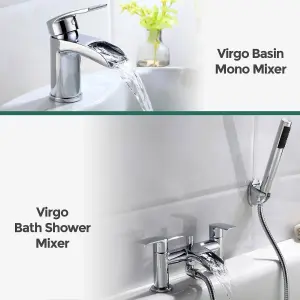 Nes Home Virgo Waterfall Bathroom Tap Basin Mono Mixer Bath Shower Mixer Set Solid Brass