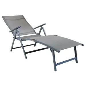 Charles Bentley Odyssey Folding Textilene Sun Lounger 7 Position Space Saving