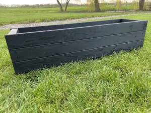 Wooden Black Trough Planter Rectangular Garden Window Box Large Fully Assembled 1000mm