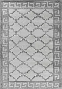 Valencia Modern Trellis Design Carved Area Rugs Grey Black 60x110 cm