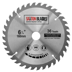 Saxton TCT Circular Saw Blade 160mm x 36 teeth x 20mm Bore & 16mm Ring