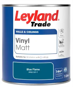 Leyland Trade Vinyl Matt Walls & Ceilings Emulsion Paint Blue Flame (PPG1157-7) 1L