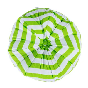 Homescapes Green and White Stripe Pleated Round Floor Cushion