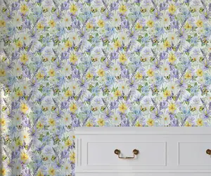 Bobbi Beck eco-friendly yellow butterfly wallpaper