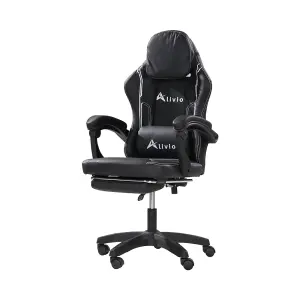 Alivio 360 Swivel Gaming Chair with Footrest Lumbar Support Back Support - Black