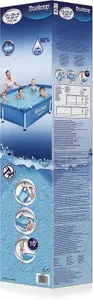 Bestway 7.3Ft Rectangular Frame Swimming Pool Steel Pro Paddling Family Kids