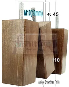 4x REPLACEMENT FURNITURE LEGS SOLID WOOD 110mm HIGH SOFAS CHAIRS SETTEE CABINETS LEGS M10 TSP2055