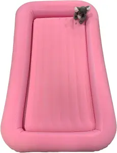 Vanilla Leisure Children's Inflatable Portable Air Bed Pink Flocked with Raised Sides