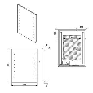 SunDaze 600 x 800mm Bathroom Mirror with LED Lights Demister Pad Button Switch Wall Mounted