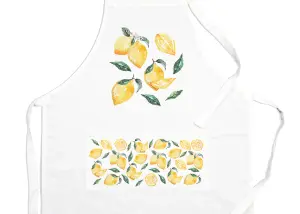 Purely Home Lemons Fruit Apron - Kitchen Cooking & Baking Apron with Adjustable Neck