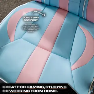 X-Rocker Maverick Gaming Chair PC Home Office Swivel PC Gaming Seat - BUBBLEGUM