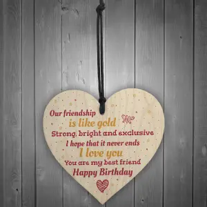 Red Ocean Gift For Her Handmade Happy Birthday Friendship Gift Wood Hanging Heart Chic Sign Thank You Keepsake