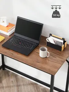 VASAGLE Computer Desk, Small Office Desk And Workstation, Work Desk For Home Office,Study,Metal Frame,Hazelnut Brown And Black