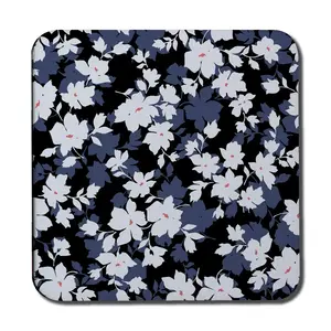 Square 6 Piece Coaster Set (Set of 6) Black/White/Purple