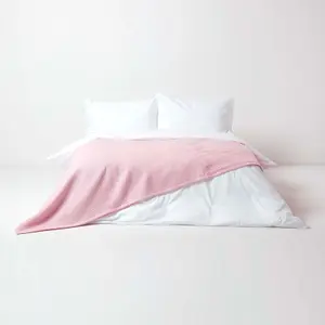 Homescapes Organic Cotton Waffle Blanket/ Throw Pink, 250 x 230 cm