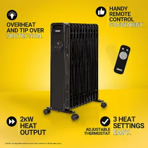 Zanussi ZOFR5005B 2.3kW Digital 11 Fin Oil Filled Radiator in Black