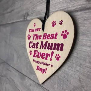 Funny Mothers Day Gift For Best Cat Mum Wood Heart Gift From Cat Pet Gift Keepsake