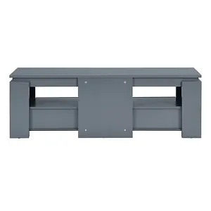 Portland TV Stand With Storage for Living Room and Bedroom, 1400 Wide, Two Drawers Storage, Media Storage, Grey Finish