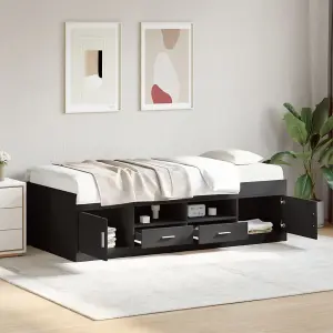 Berkfield Daybed with Drawers without Mattress Black 75x190 cm Small Single