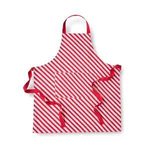 Catherine Lansfield Christmas Candy Cane Cotton 70x80 cm Kitchen Adult Apron White Red