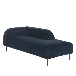 Left Hand Velvet Chaise Lounge Dark Blue LE CRAU